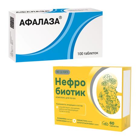Фото Набор Афалаза табл x100 и Нефробиотик BioForte 300 мг, x60