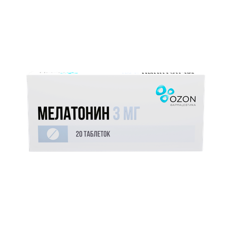 Фото Мелатонин таблетки, покрытые пленочной оболочкой 3 мг, 20 шт.