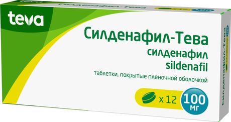 Фото Силденафил-Тева, таблетки 100 мг, 12 шт.