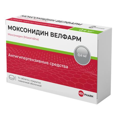 Фото Моксонидин Велфарм, таблетки покрытые пленочной оболочкой 0.4 мг, 14 шт.