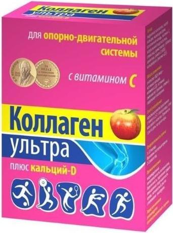 Фото Коллаген Ультра Плюс Кальций D (яблоко), порошок 8 г, пакетики 7 шт.