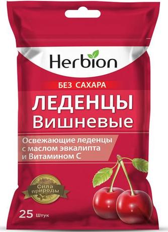Фото Herbion, леденцы без сахара (вишня), 25 шт.