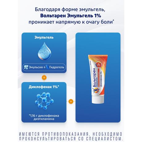 Фото Вольтарен Эмульгель, гель 1% 100 г, 1 шт.