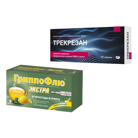 Фото Набор Трекрезан таб 10шт и ГриппоФлю Экстра лимон 5шт