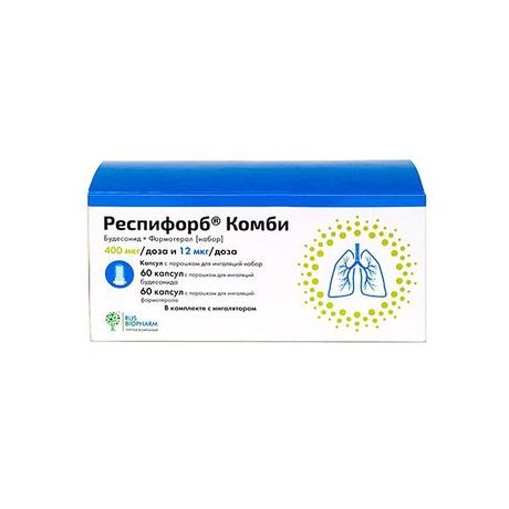 Фото Респифорб Комби, набор капсул с порошком для ингаляций 400 мкг/доза+12 мкг/доза, 60 шт.+60 шт.