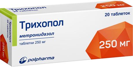 Фото Трихопол, таблетки 250 мг, 20 шт.