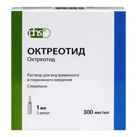 Фото Октреотид 300 мкг/мл раствор для внутривенного и подкожного введения 1 мл ампулы 5 шт.