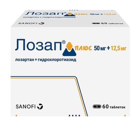 Фото Лозап Плюс, таблетки покрыт. плен. об. 12,5 мг+50 мг, 60 шт.