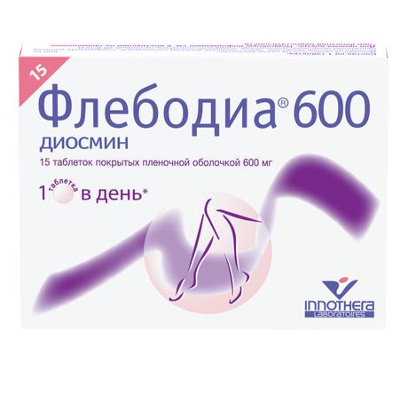 Фото Флебодиа 600, таблетки покрыт. плен. об. 600 мг, 15 шт.