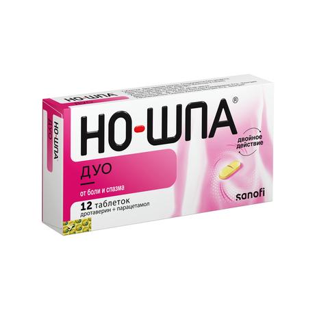 Фото Но-шпа Дуо, таблетки 40 мг+500 мг, 12 шт.