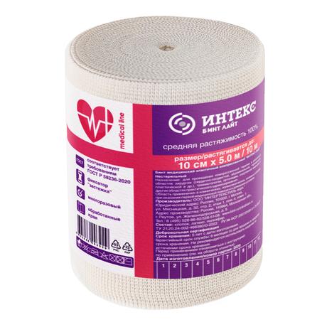 Фото Интекс-Лайт, бинт эластичный компрессионный средней растяжимости с застежкой, 5 м х 10 см 