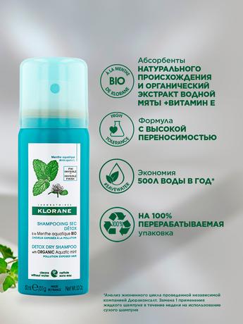 Фото Klorane Водная мята Детокс-шампунь сухой для волос, 50 мл