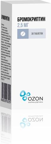 Фото Бромокриптин, таблетки 2,5 мг, 30 шт.