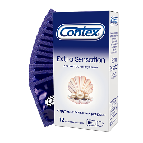 Фото Contex Extra Sensation, презервативы с крупными точками и ребрами, 12 шт.