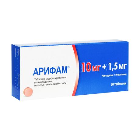 Фото Арифам, таблетки покрыт. плен. об. 10 мг+1,5 мг, 30 шт.