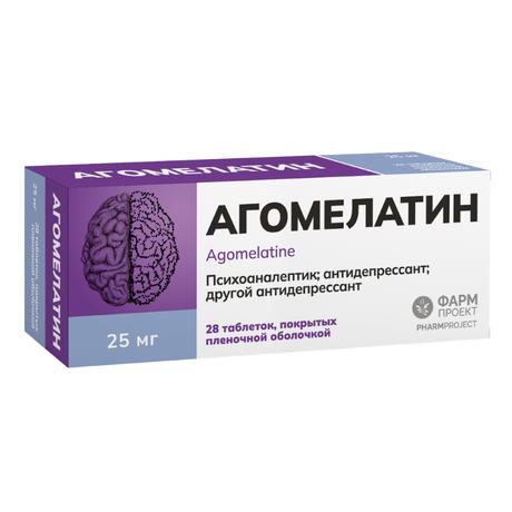 Фото Агомелатин, таблетки в плёночной оболочке 25 мг, 28 шт.