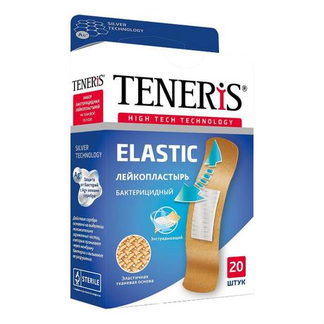 Фото Teneris Elastic, лейкопластырь бактерицидный (76 х19 мм) на тканой основе, 20 шт.