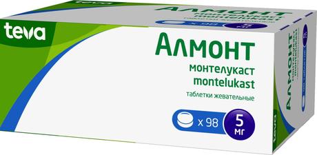 Фото Алмонт, таблетки жевательные 5 мг, 98 шт.