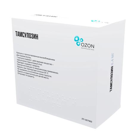 Фото Тамсулозин, капсулы с пролонгированным высвобождением 0,4 мг, 100 шт.