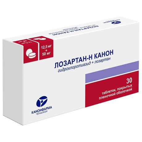 Фото Лозартан-Н Канон, таблетки покрыт. плен. об. 12,5 мг+50 мг, 30 шт.