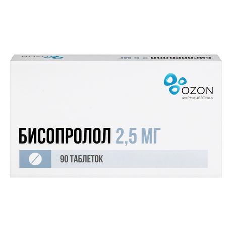 Фото Бисопролол, таблетки покрытые пленочной оболочкой 2.5 мг, 90 шт.