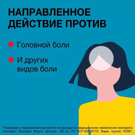 Фото Нурофен Экспресс форте, капсулы 400 мг, 10 шт.