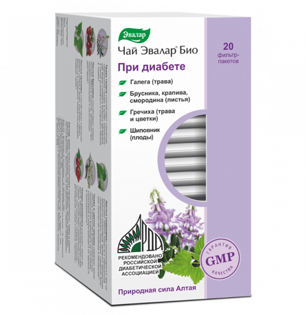 Фото Чай Эвалар Био при диабете, фильтр-пакеты 2 г, 20 шт.