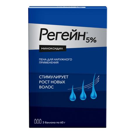 Фото Регейн, пена 5%, 60 г, 3 шт.