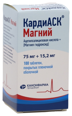 Фото КардиАСК Магний, таблетки покрыт. плен. об. 75 мг+15.2 мг, 100 шт.