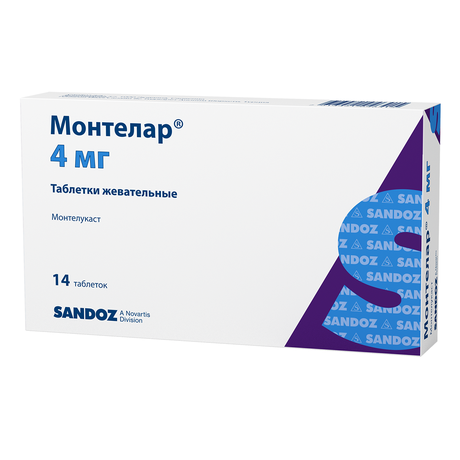 Фото Монтелар, таблетки жевательные 4 мг, 14 шт.