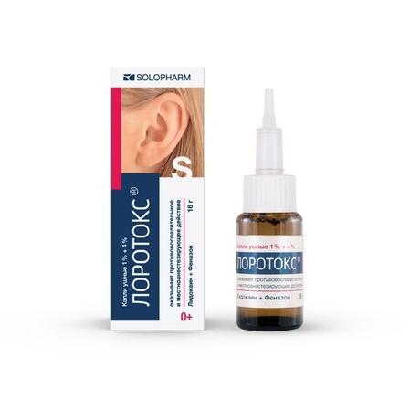 Фото Лоротокс, капли ушные 1%+4%, 16 г