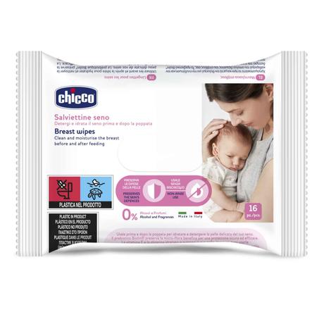 Фото Chicco, салфетки влажные для груди очищающие, 16 шт.