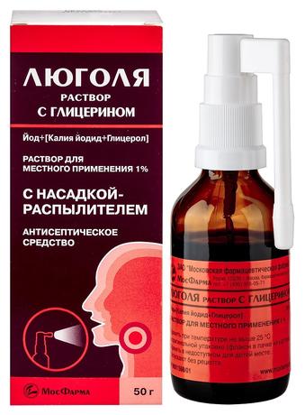 Фото Люголя с глицерином раствор для местного применения, флакон с распылителем 50 г