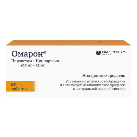 Фото Омарон, таблетки 400 мг+25 мг, 60 шт.