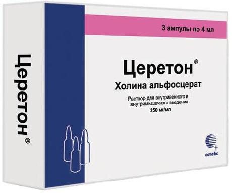 Фото Церетон, раствор для в/в и в/м введения, 250 мг/мл, ампулы 4 мл, 3 шт.