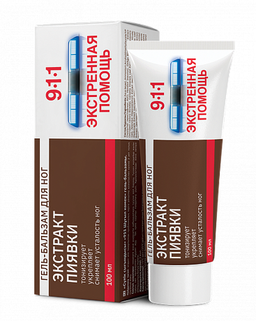Фото 911 Экстренная помощь Экстракт пиявки, гель-бальзам для ног 100 мл