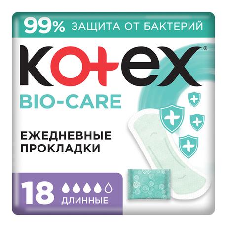 Фото Kotex Bio-Care, прокладки ежедневные антибактериальные длинные, 18 шт.