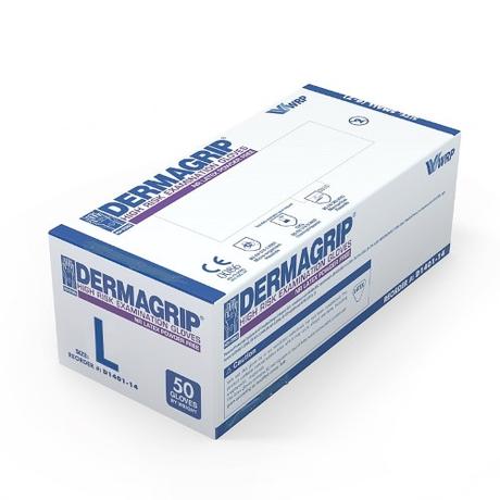 Фото Dermagrip High risk, перчатки латексные неопудренные, размер L, 25 пар