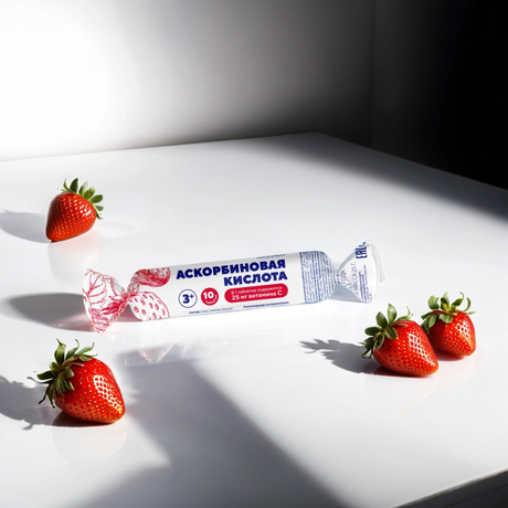Фото Аскорбиновая кислота BioForte Солнышко, таблетки (клубника) 2.5 г, 10 шт.