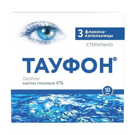 Фото Тауфон, капли глазные 4%, флакон-капельницы 10 мл, 3 шт.