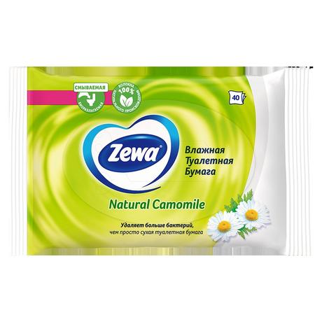 Фото Бумага туалетная влажная Zewa Natural Camomile, 40 шт.