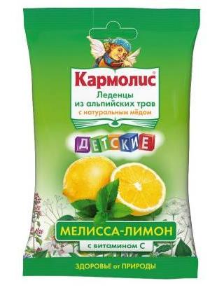 Фото Кармолис, леденцы детские (мелисса-лимон с медом и витамином C), 75 г
