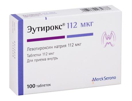 Фото Эутирокс, таблетки 0,112 мг, 100 шт.