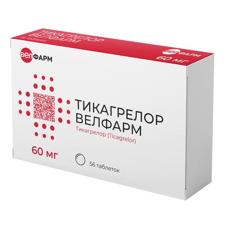 Фото Тикагрелор Велфарм, таблетки покрыт. плен. об. 60 мг, 56 шт.