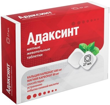Фото Адаксинт, таблетки жевательные, 27 шт.