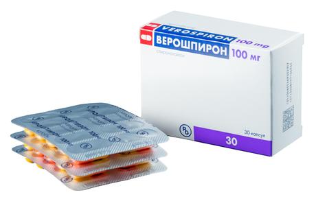 Фото Верошпирон, капсулы 100 мг, 30 шт.