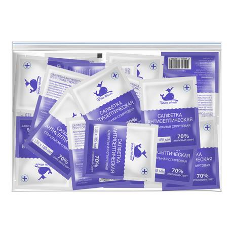 Фото White Whale Салфетка антисептическая спиртовая 135 х 185 мм, 60 шт.