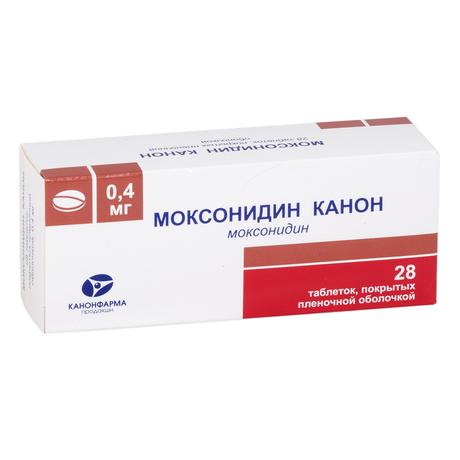 Фото Моксонидин Канон, таблетки покрыт. плен. об. 0,4 мг, 28 шт.