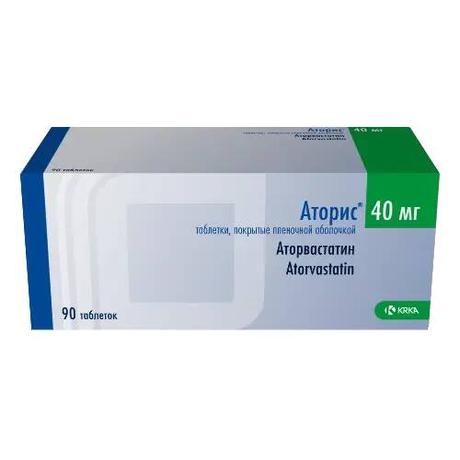 Фото Аторис, таблетки покрытые пленочной оболочкой 40 мг, 90 шт.