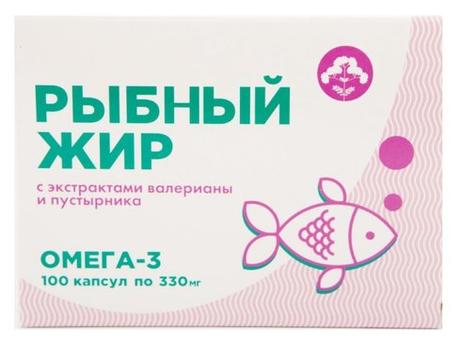 Фото Рыбный жир с экстрактами Валерианы и Пустырника, капсулы, 100 шт.